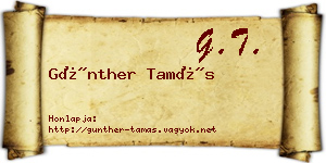 Günther Tamás névjegykártya