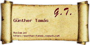 Günther Tamás névjegykártya
